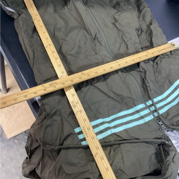 cowgirl argyle boho cozy grandpa dad Adidas Puffer Windbreaker Jacket Sz Medium - Picture 5 of 5